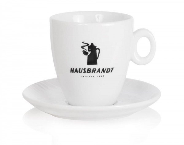 Hausbrandt Milchkaffeetasse/Lattetasse mit schwarzem Logo