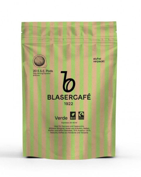 Blasercafe Verde ESE Kaffeepads Bio neue Verpackung