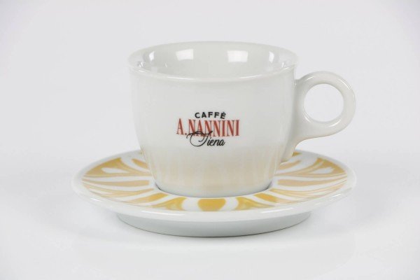 Caffe Nannini Cappuccinotasse mit gelbem Unterteller