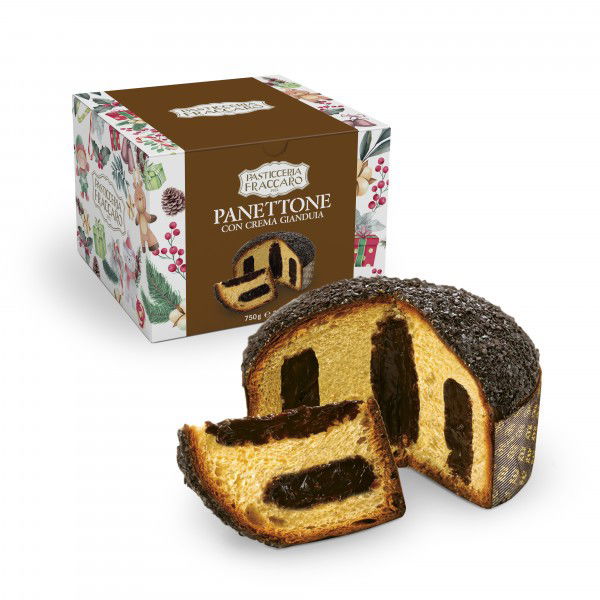 Fraccaro Panettone Con Crema Gianduia (Nougat) in der Weihnachtsbox