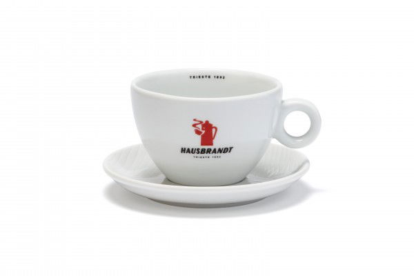 Hausbrandt Milchkaffeetasse/Lattetasse mit rotem Logo