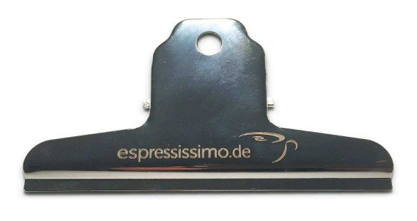Kaffee-Klammer mit Espressissimo Logo Gravur