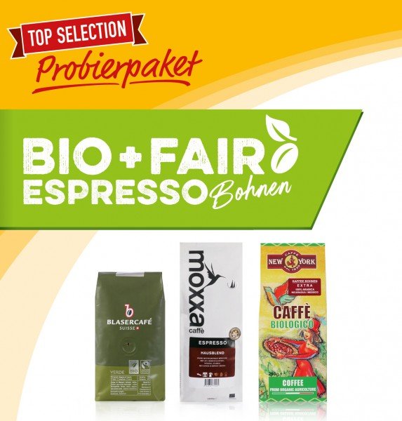 BIO&FAIR Espressobohnen Probierpaket mit 3x250g Espressobohnen