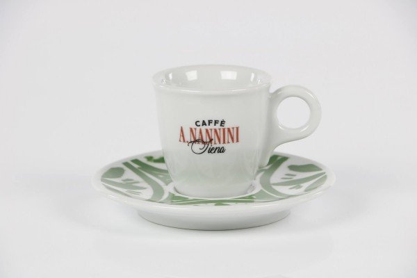 Caffe Nannini Espressotasse mit grünem Unterteller