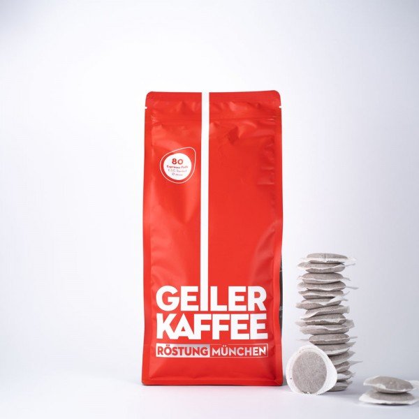 GEILER KAFFEE Kaffeepads 80 Stück offen verpackt ohne Aluumverpaclung