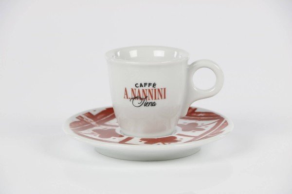 Caffe Nannini Espressotasse mit rotem Unterteller