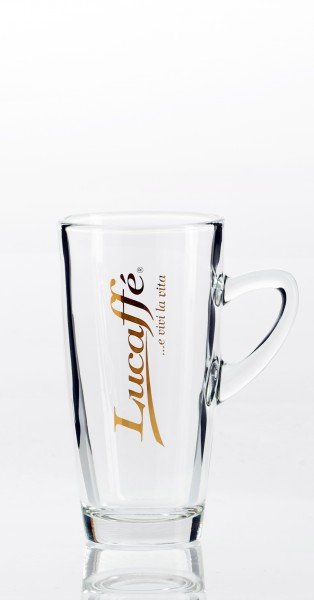 Lucaffé Glas für Latte/Tee mit Henkel